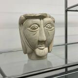 Plaster Sculpture of a Head Signed PJM