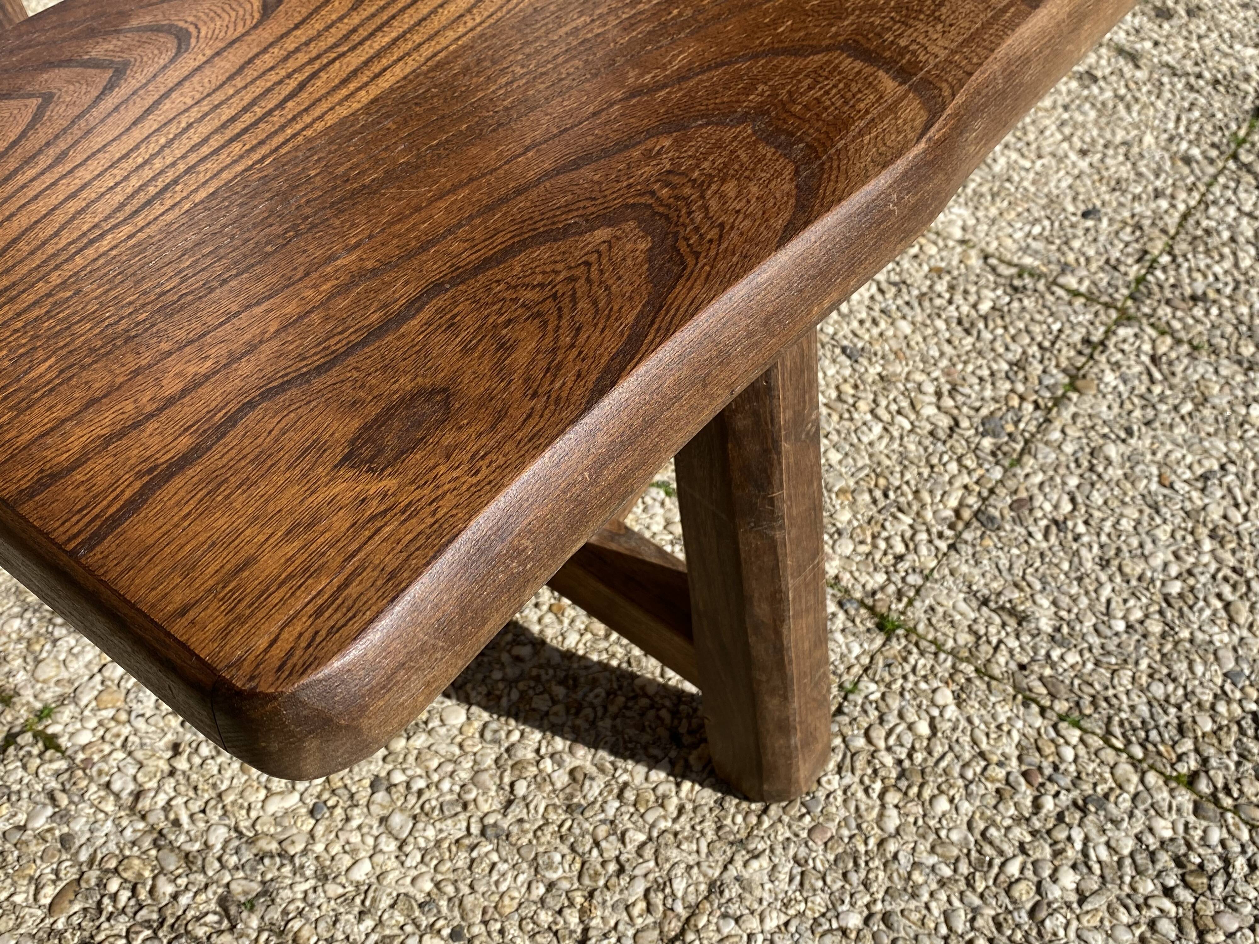 Paire de bancs orme pour table de ferme brutaliste rustique 1950