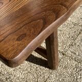 Paire de bancs orme pour table de ferme brutaliste rustique 1950