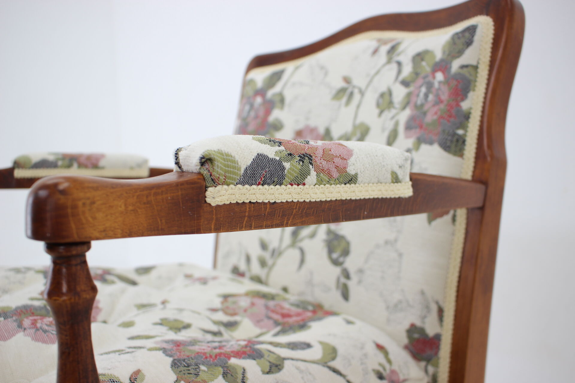 1940s Antique Beech Armchair in Gobelin Fabric,Czechoslovakia