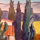 Naive painting Provençal landscape oil on canvas signed