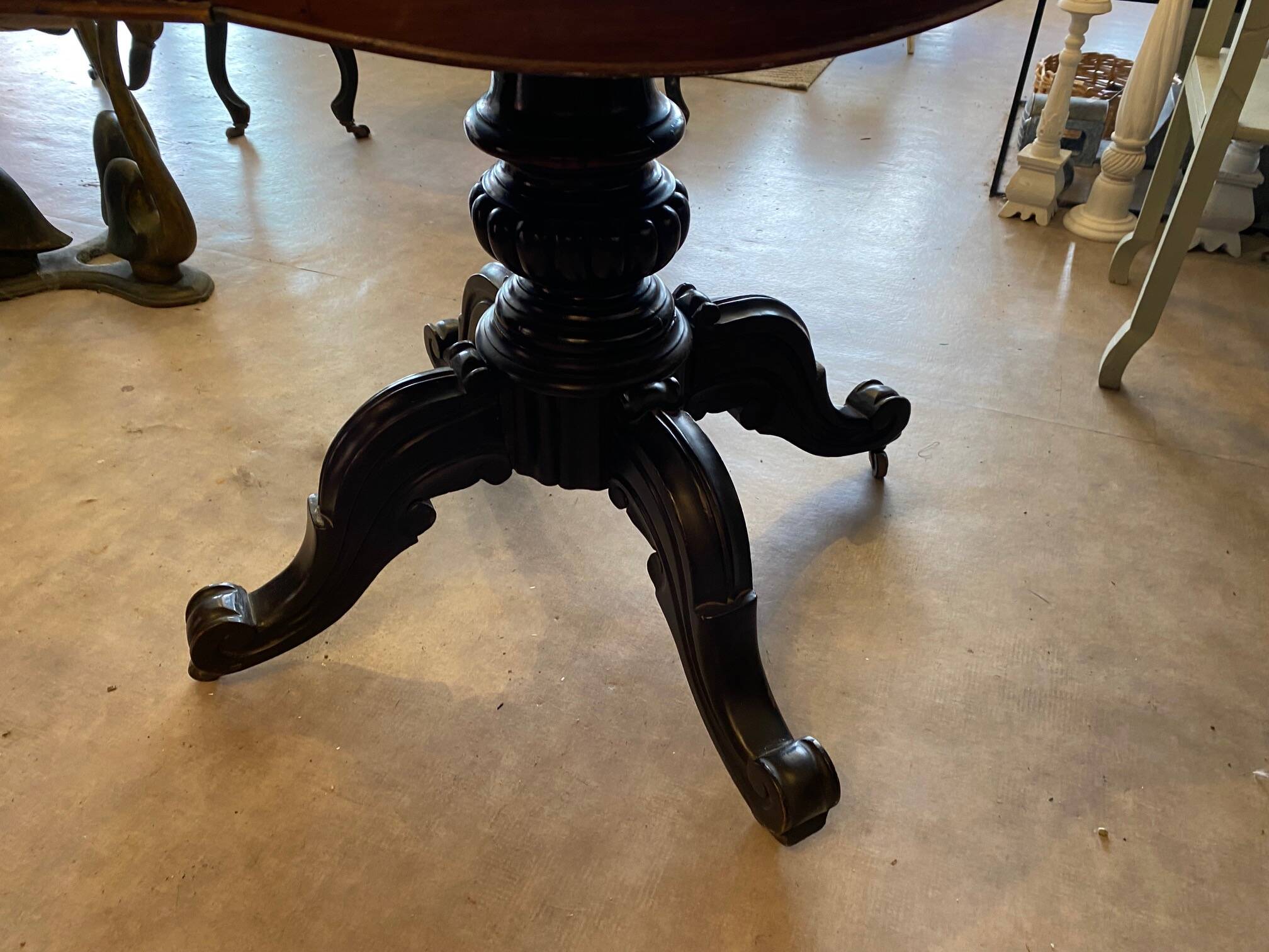 napoleon iii violin table mahogany top with drawers legs with castors