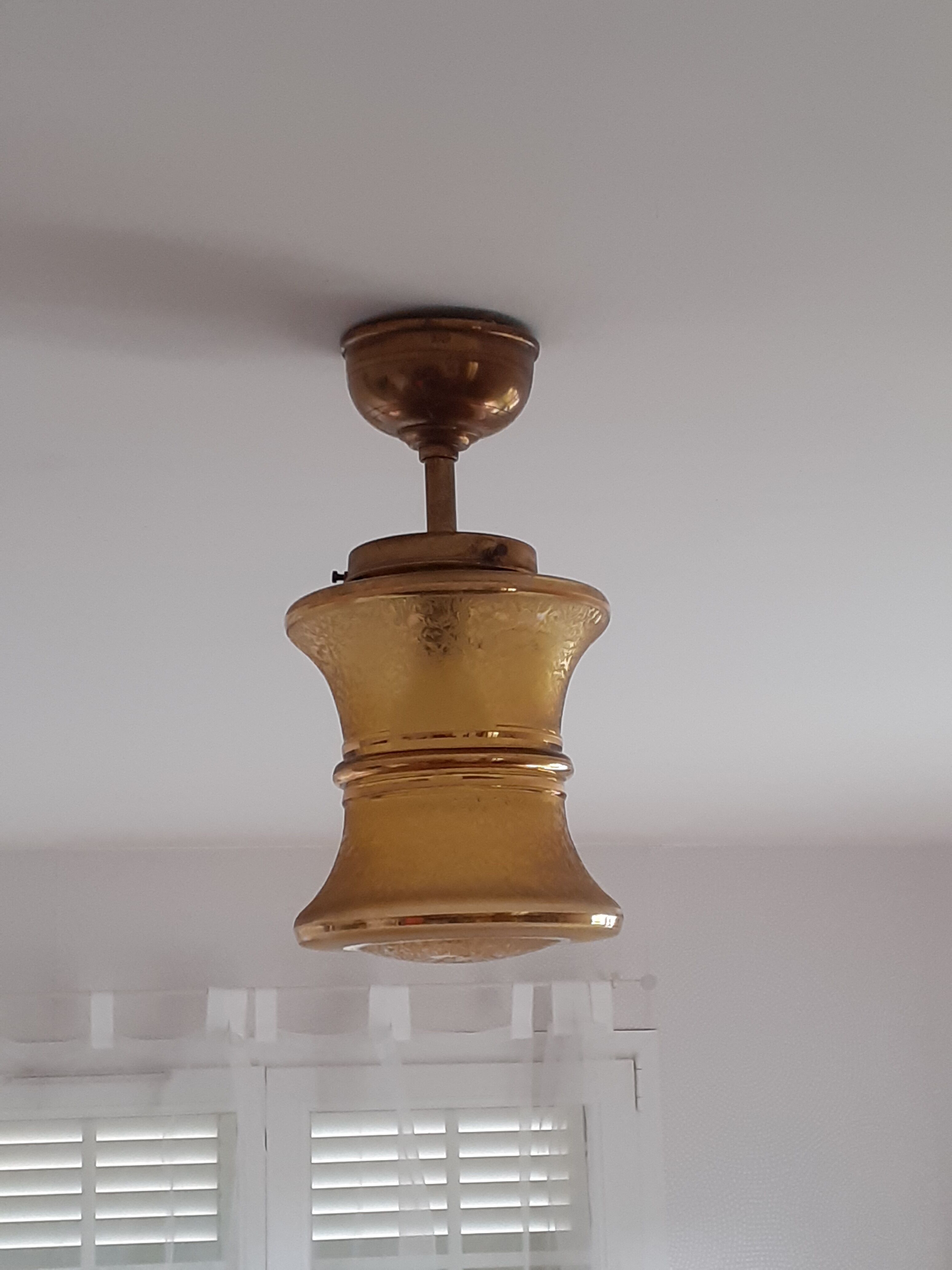 Ceiling lamp chandelier glass and brass