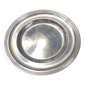 Circular silver-plated metal dish signed ercuis