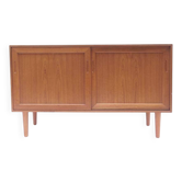 Small vintage Danish Scandinavian sliding sideboard
