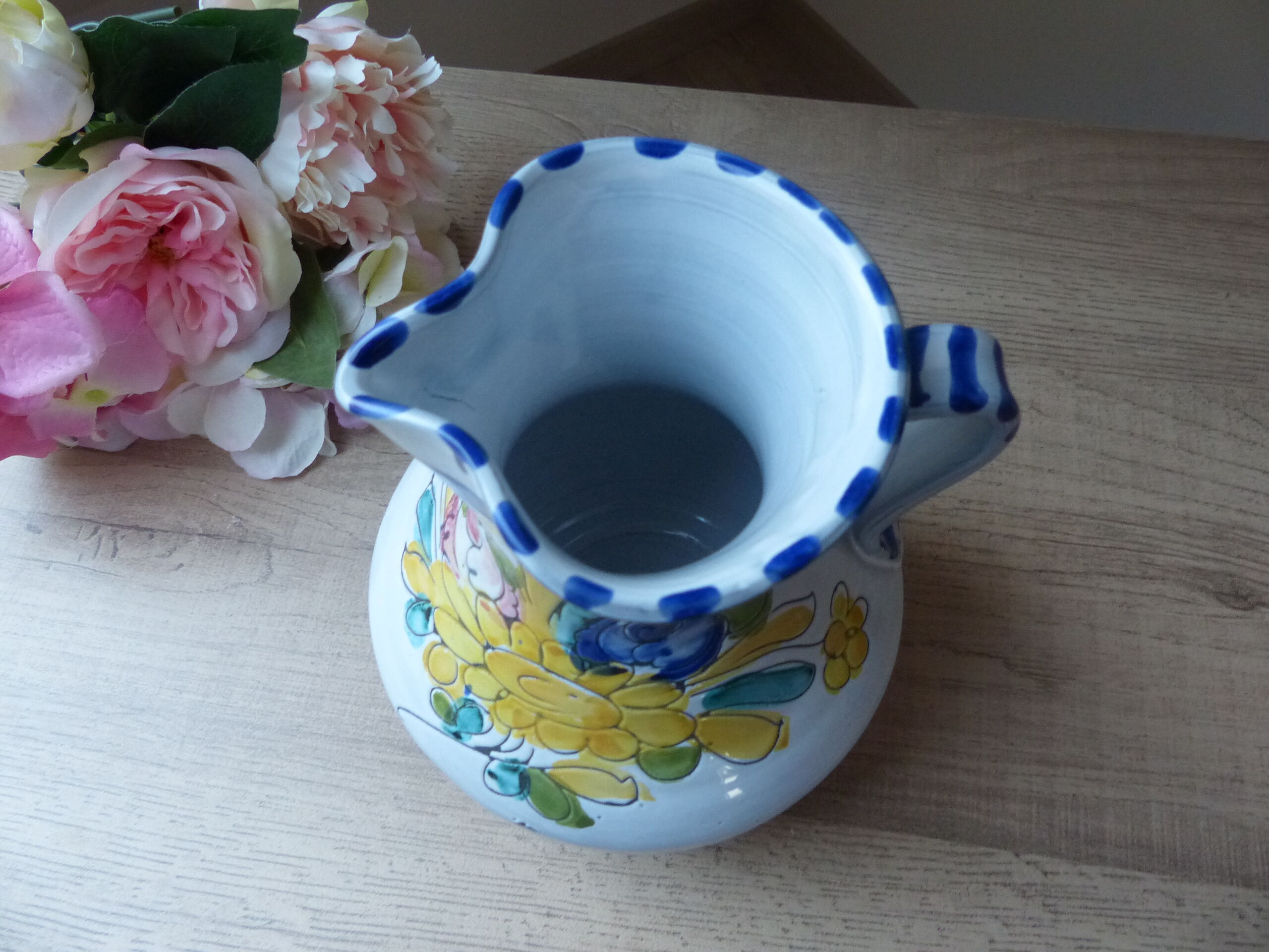 Pitcher ceramic decoration hand-painted vintage