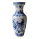 Asian baluster vase. Exotic floral/bird designs. Feather friezes, hearts. High 36 cm