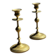 Pair of gilded candlesticks with engraved flower garland motifs H22