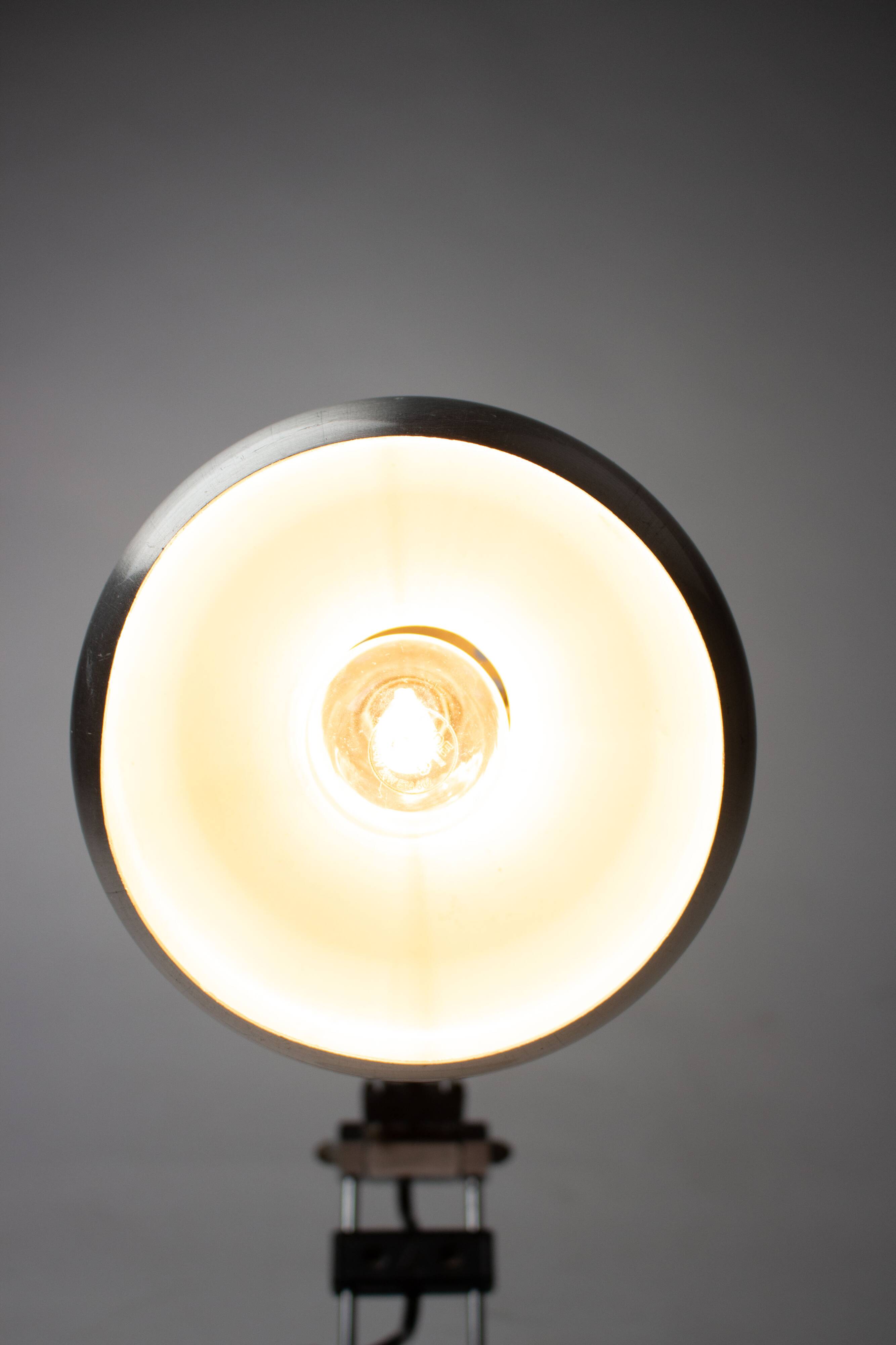 Vintage industrial chrome Aluminor lamp