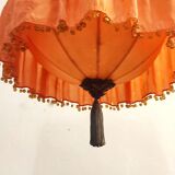 Ceiling lamp made of satin fabric and crystals, Spain, 1940