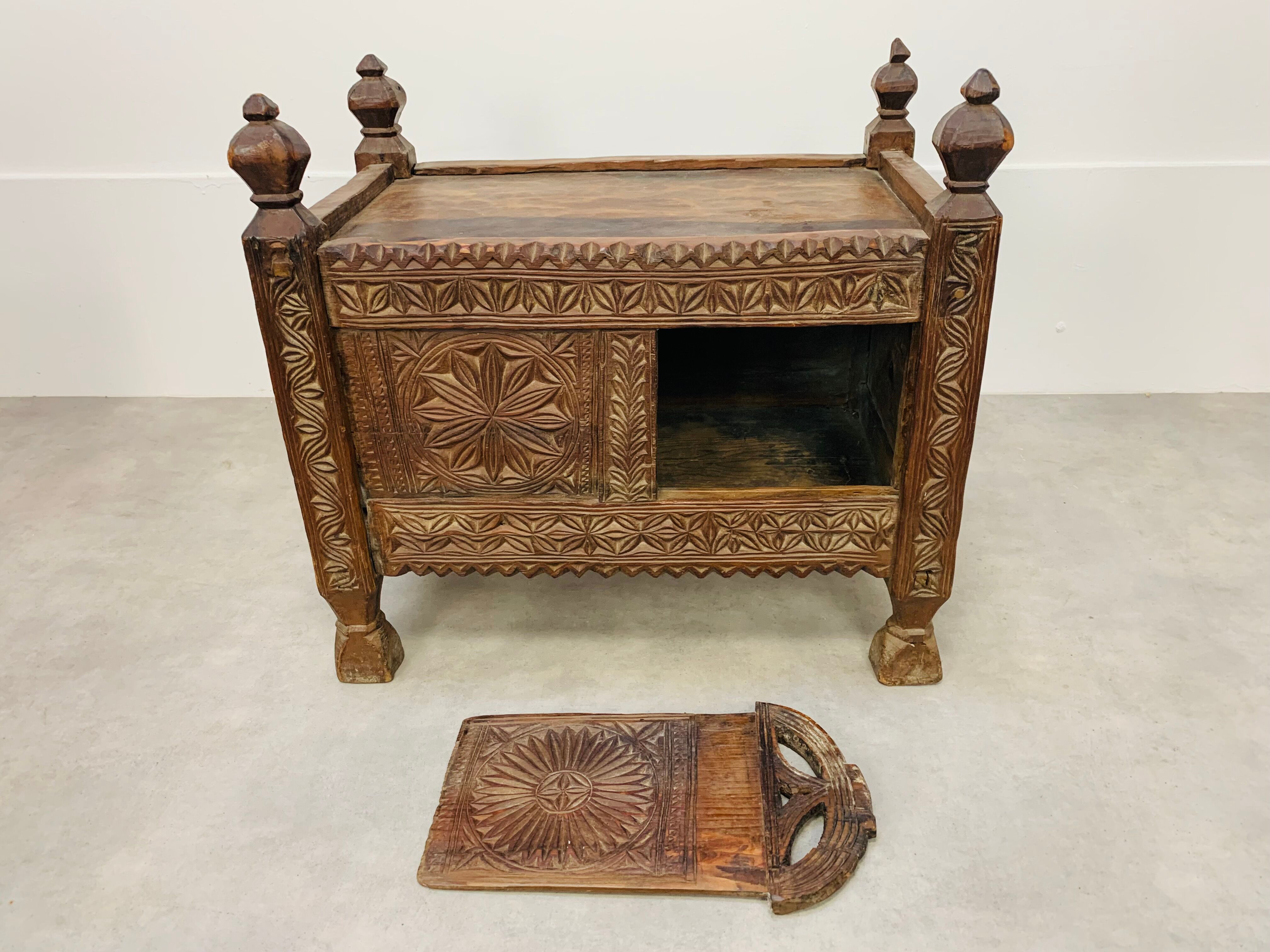 Old oriental wedding chest solid wood primitive design