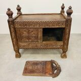 Old oriental wedding chest solid wood primitive design