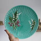 SMF Schramberg Majolica Fruit Dish Lily of the Valley and Forget-Me-Nots
