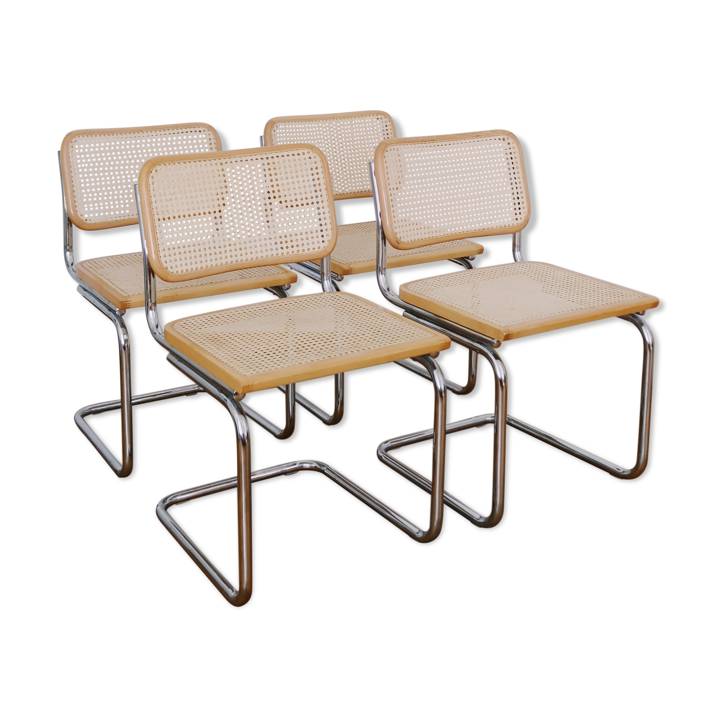 4 chairs cannage and chrome