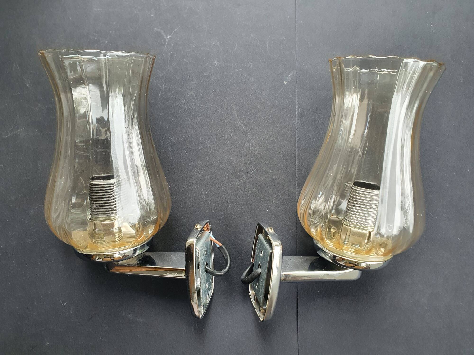 Pair of vintage chrome wall sconces