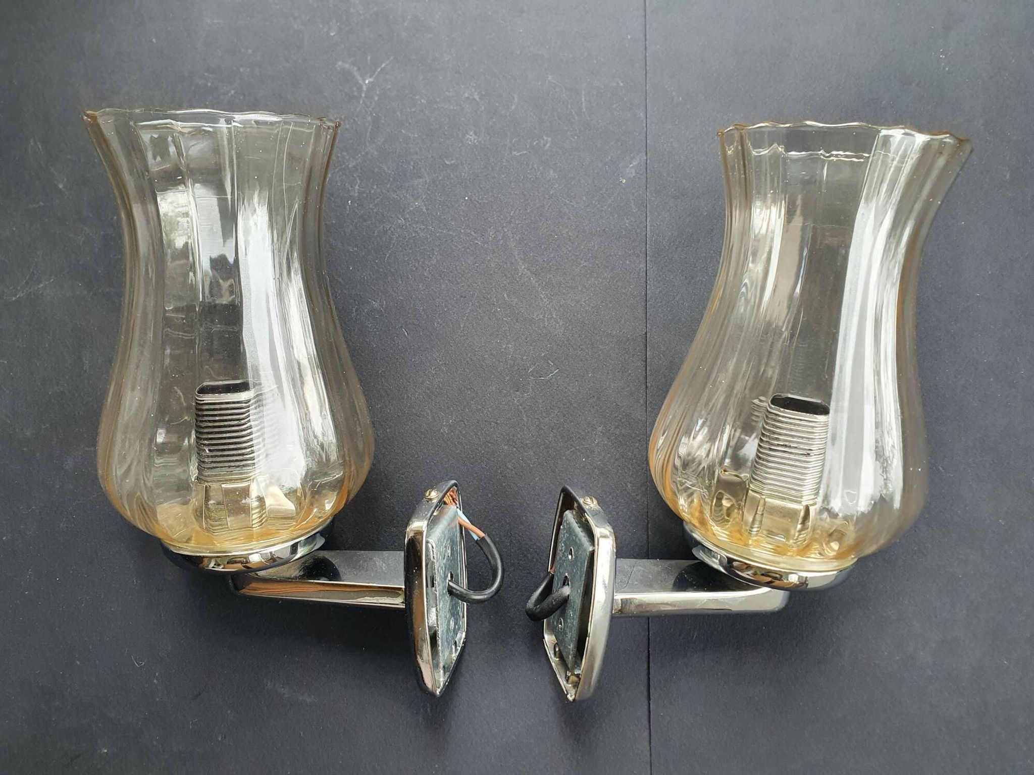Pair of vintage chrome wall sconces