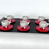 Ceramic coffee set by Mas for Memphis Milano, 1980s, Set of 11