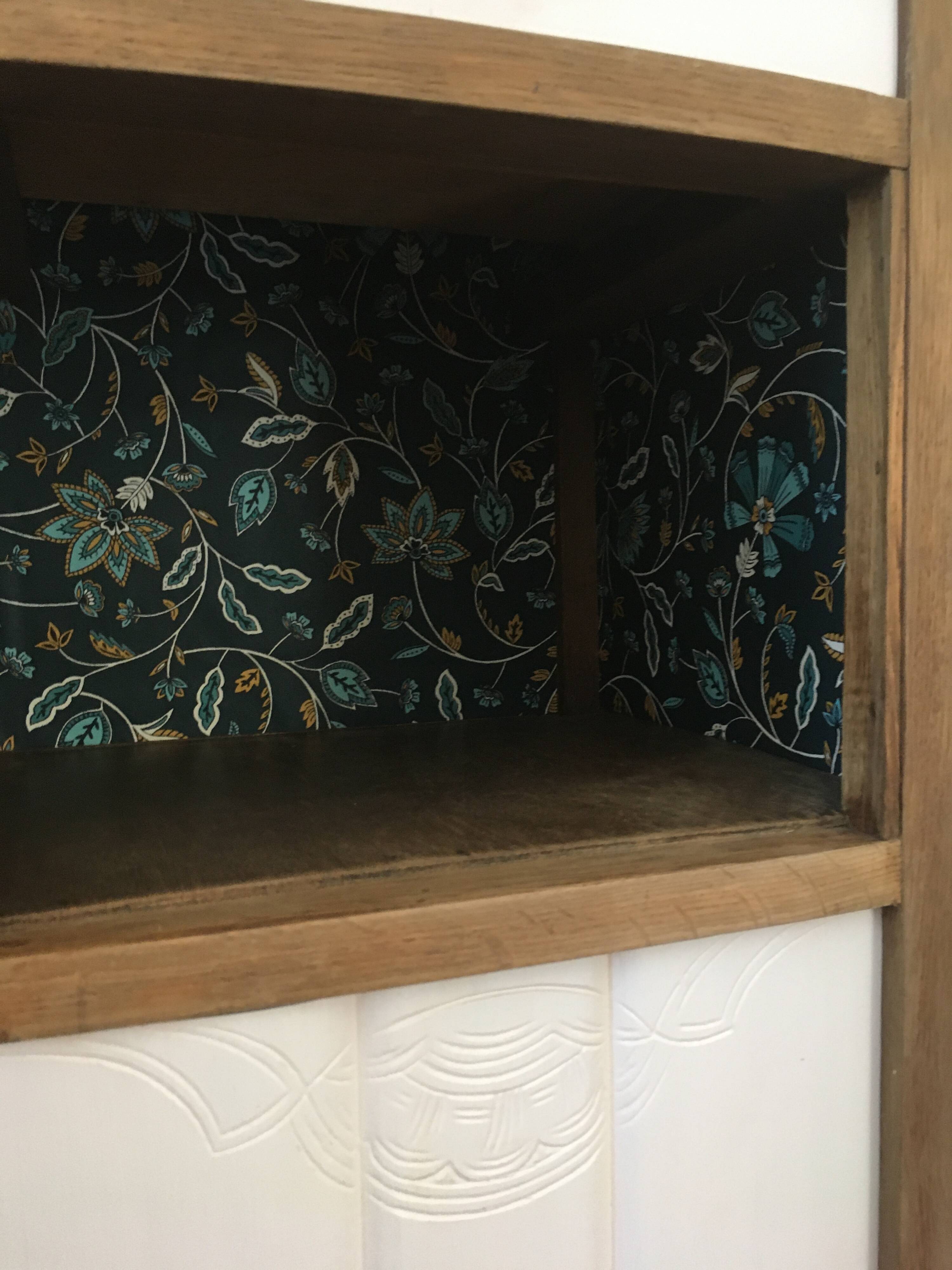 Oak and marble bedside table