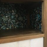 Oak and marble bedside table