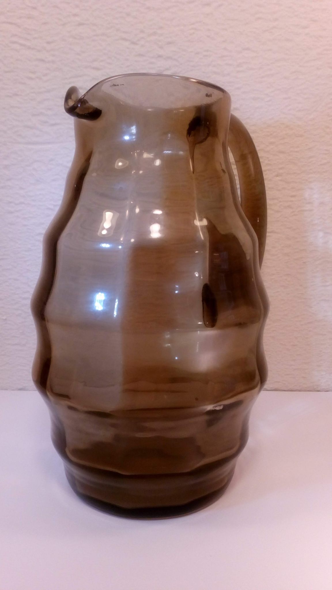Blown glass pitcher, smoked "Art-déco"