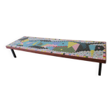 Mid century ceramic tiled patchwork long and low coffee table, 1960s