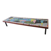 Table basse longue et basse en mosaïque de céramique du milieu du siècle, années 1960