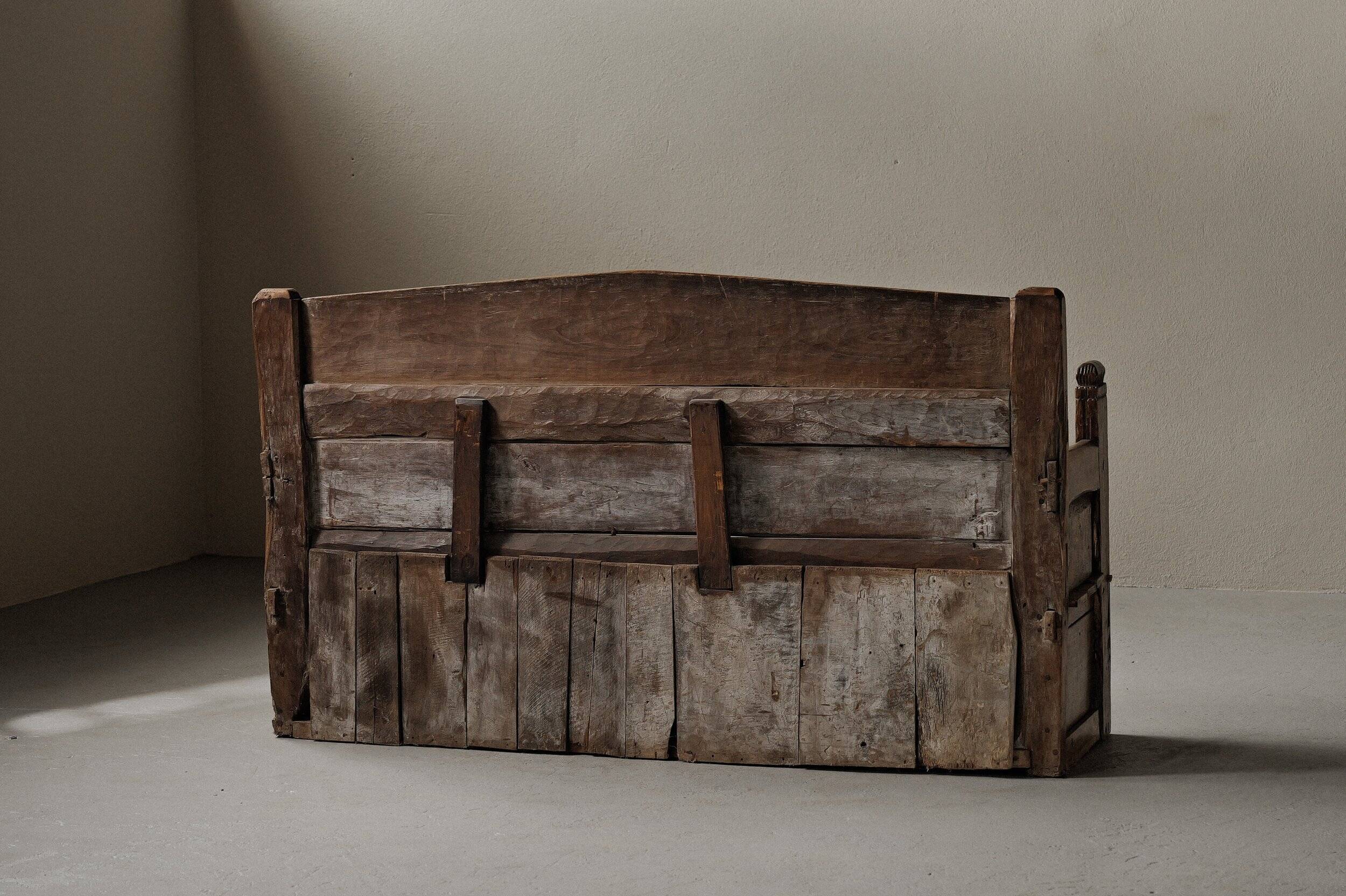 Folk art chest bench, Catalonia, 1800