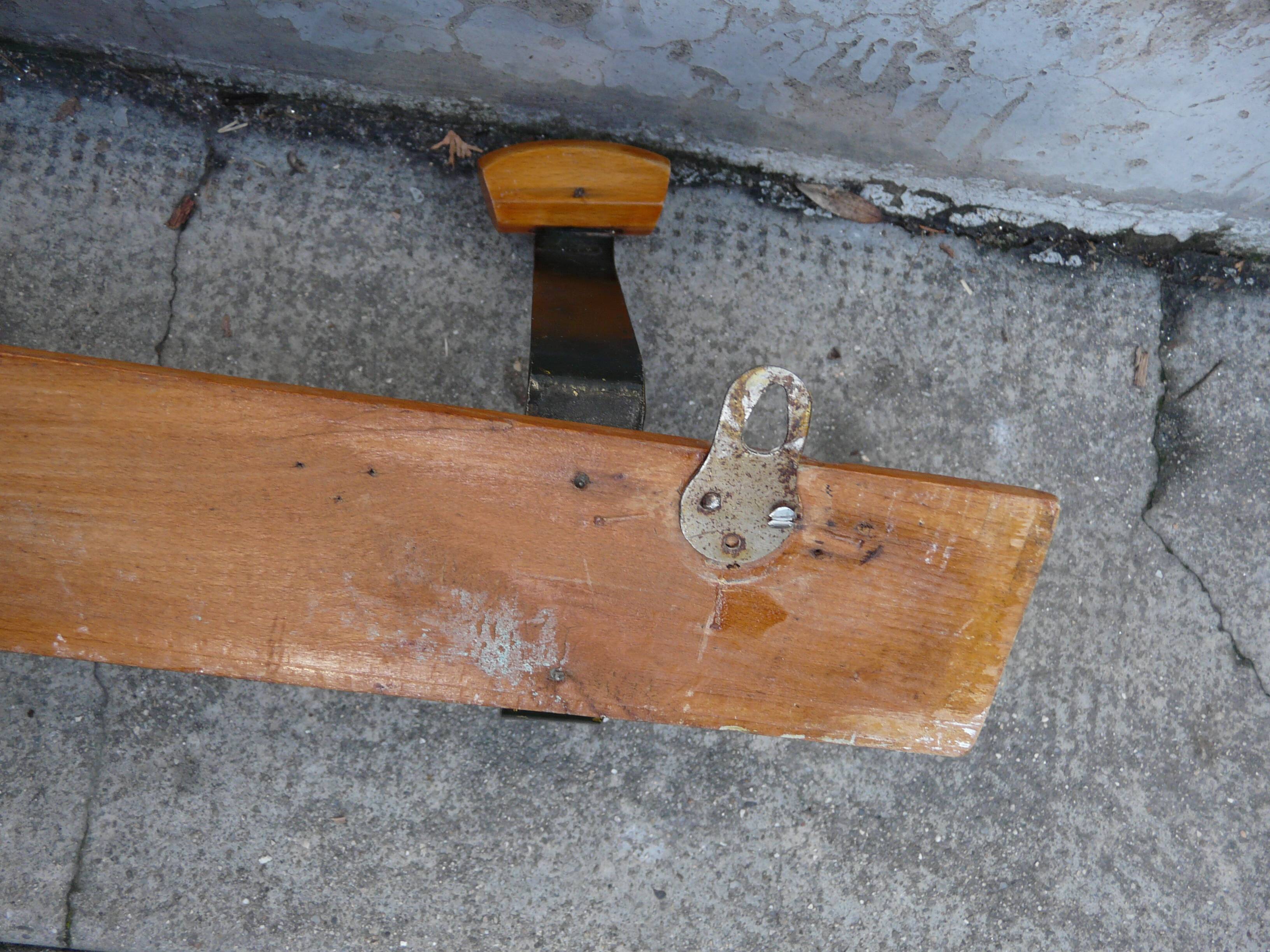 Scandinavian wall coat rack in wood and metal 8 hooks 60s 70s