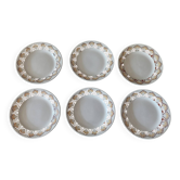 Assiettes plates série de six HBC Choisy le Roi décor Elianne