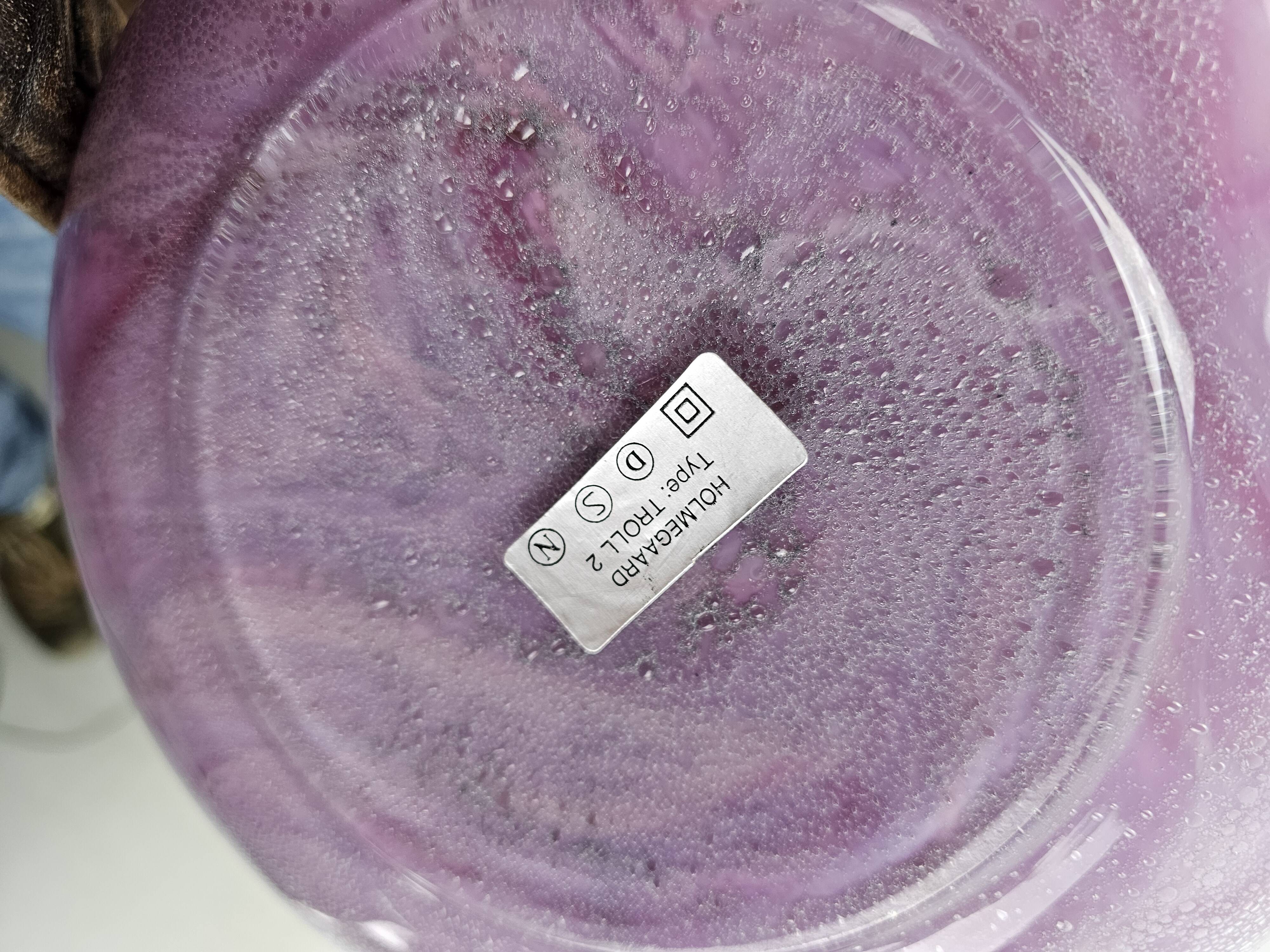 Lampe de table design Holmegaard modèle Troll 2 pied en verre couleur violet