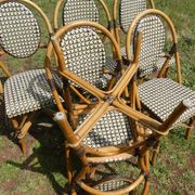 Set of 6 chairs bistro terrace "Parisian" rattan and brown braiding