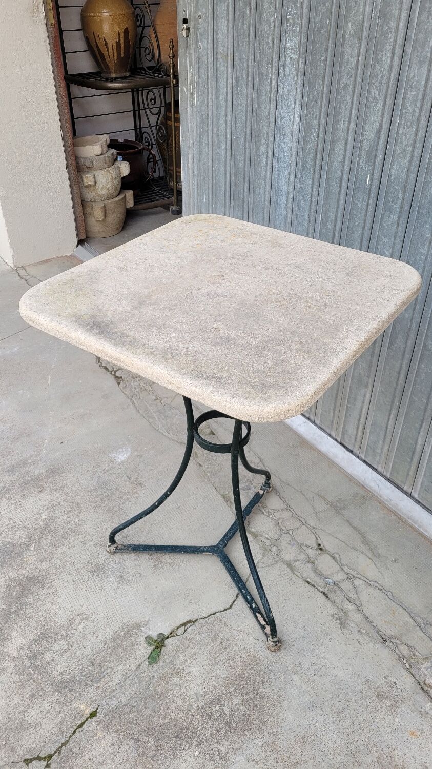 Parisian bistro pedestal table in antique marble