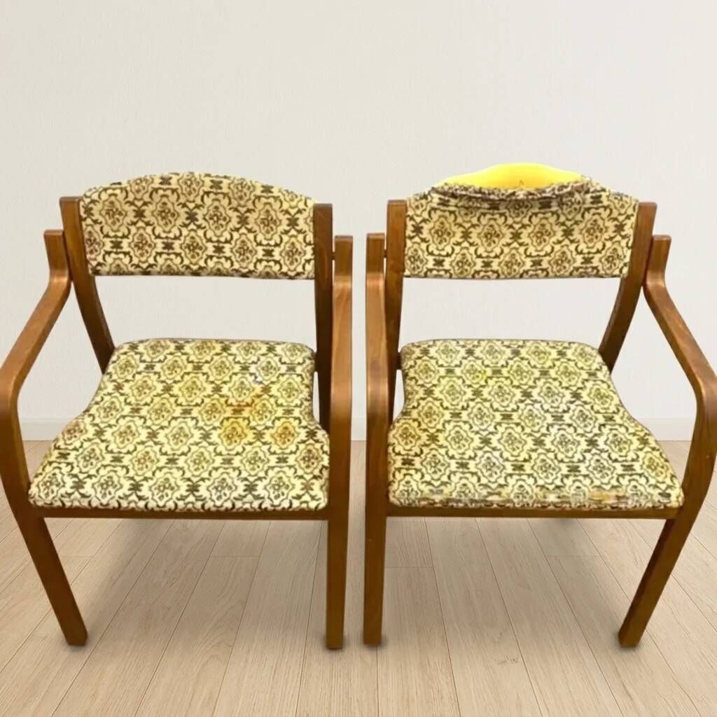 Bentwood armchairs, mid-century, upholstered, TON, 1960s, Czechoslovakia