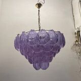Large Retro Shell Glass Lavender Blue Chandelier