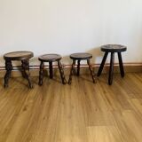 Ensemble de 4 tabourets tripodes