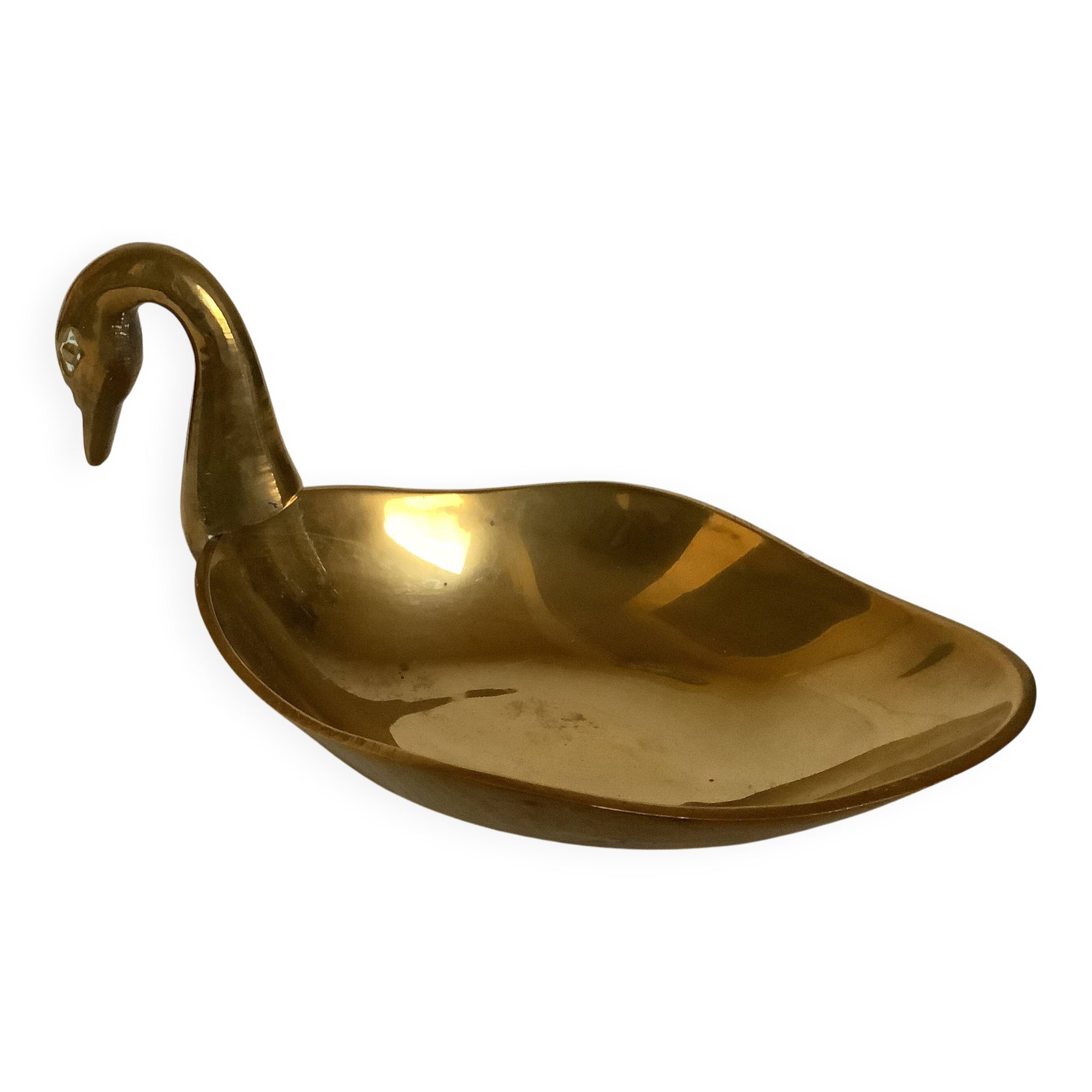 Zoomorphic swan brass trinket tray/ring holder