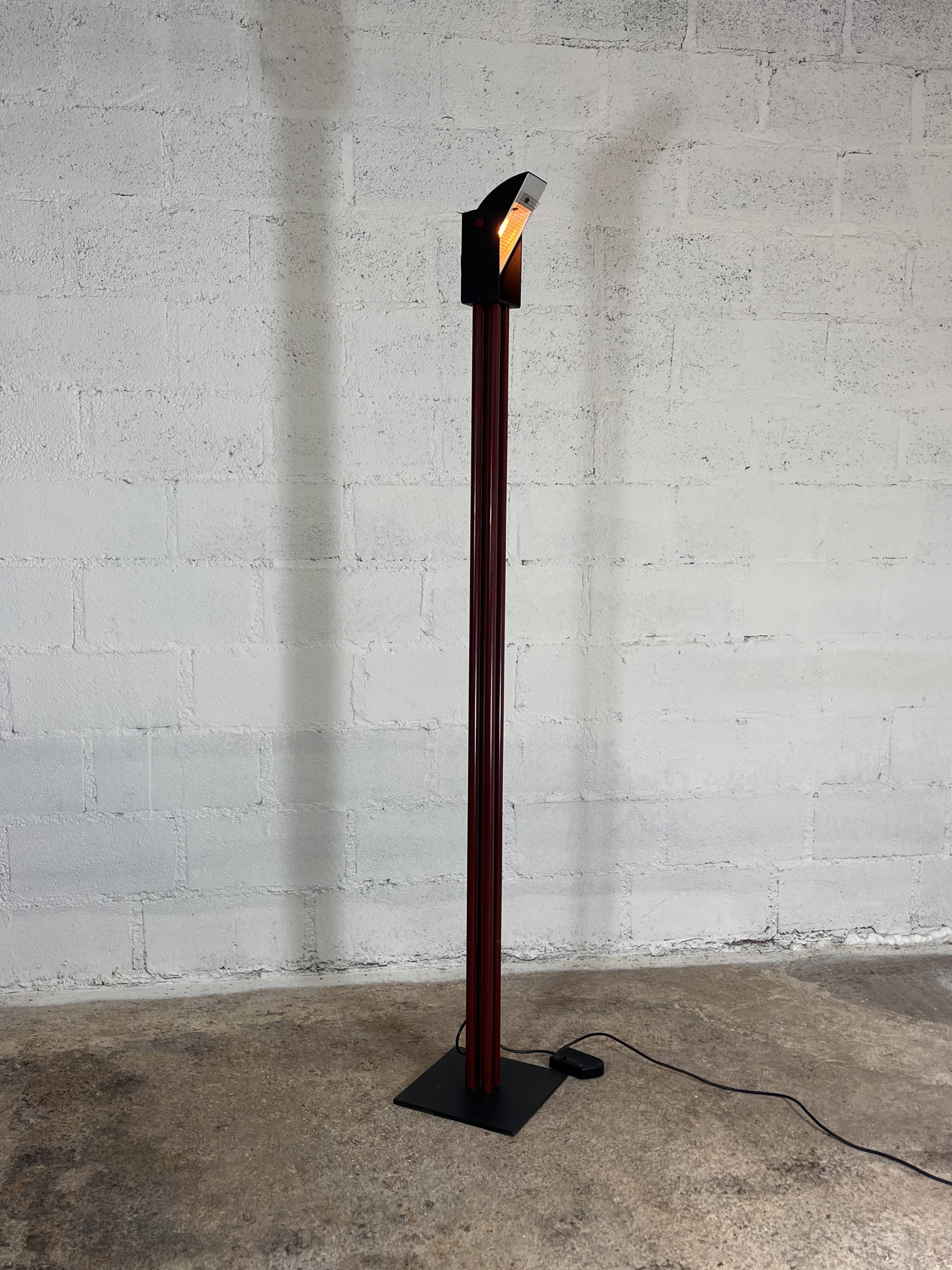 Halogen Red Black floor lamp, Italy, 1980s