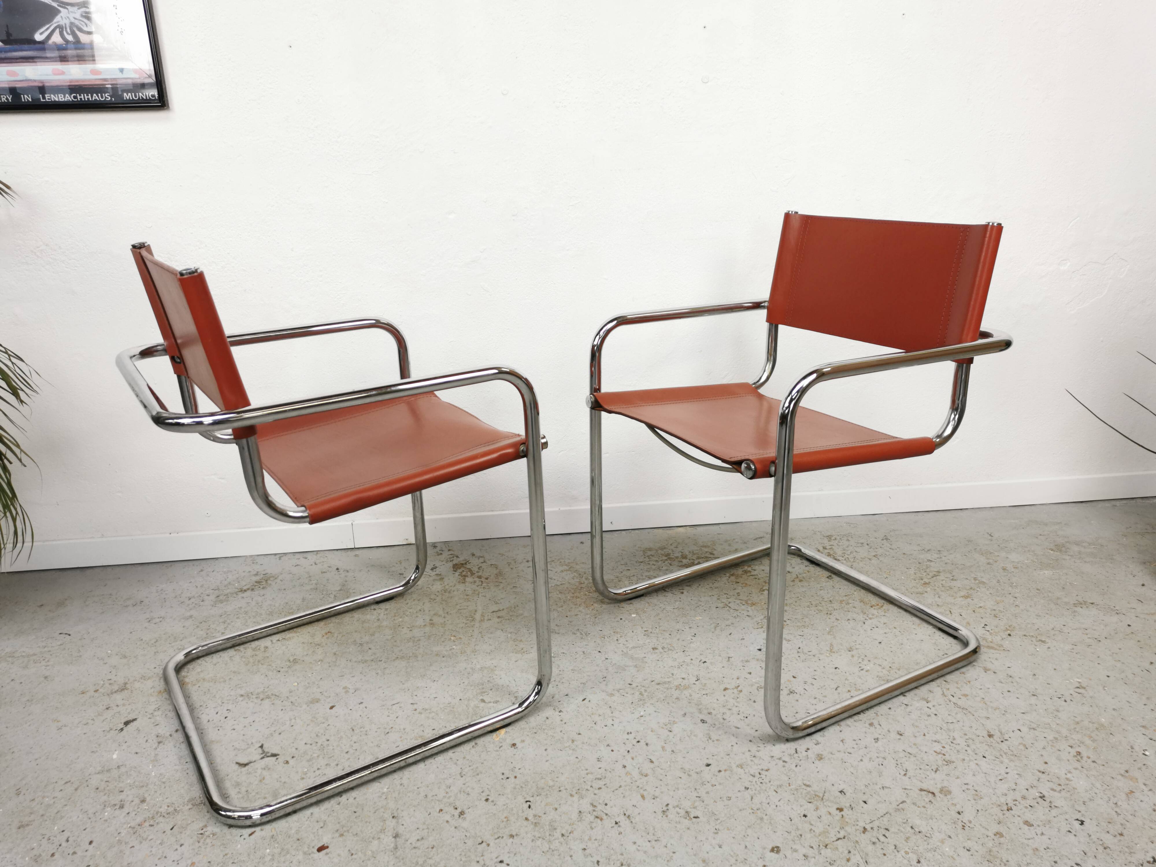 Vintage bauhaus leather and chrome chair