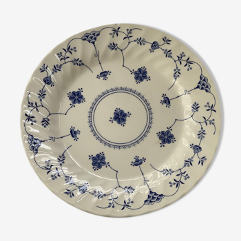 White porcelain plate floral blue pattern