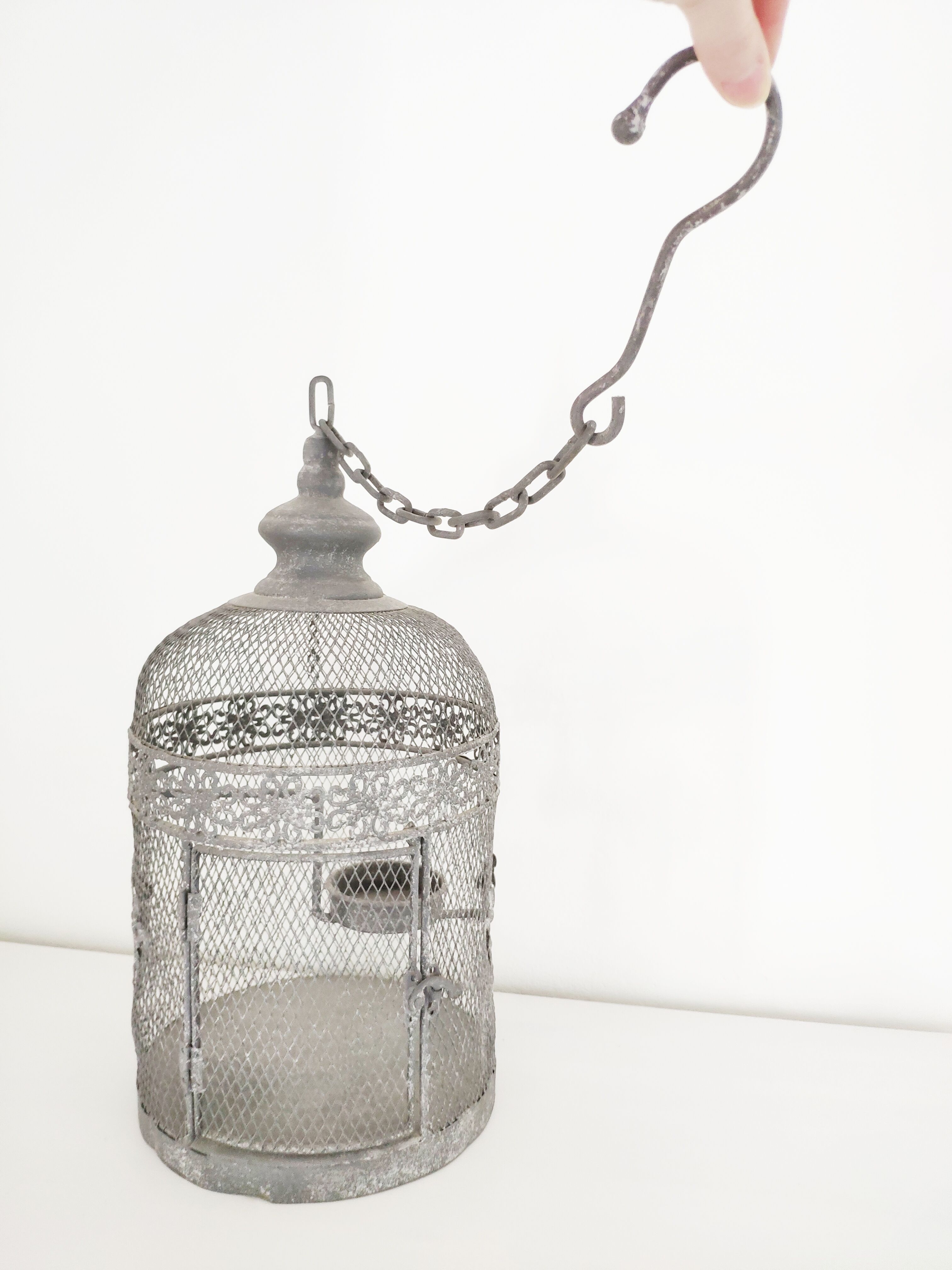 Grey metal decoration cage