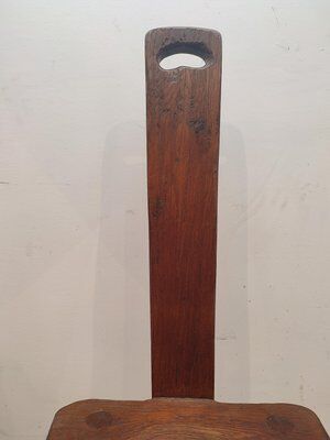Brutalist wooden chair, France, 1950s
