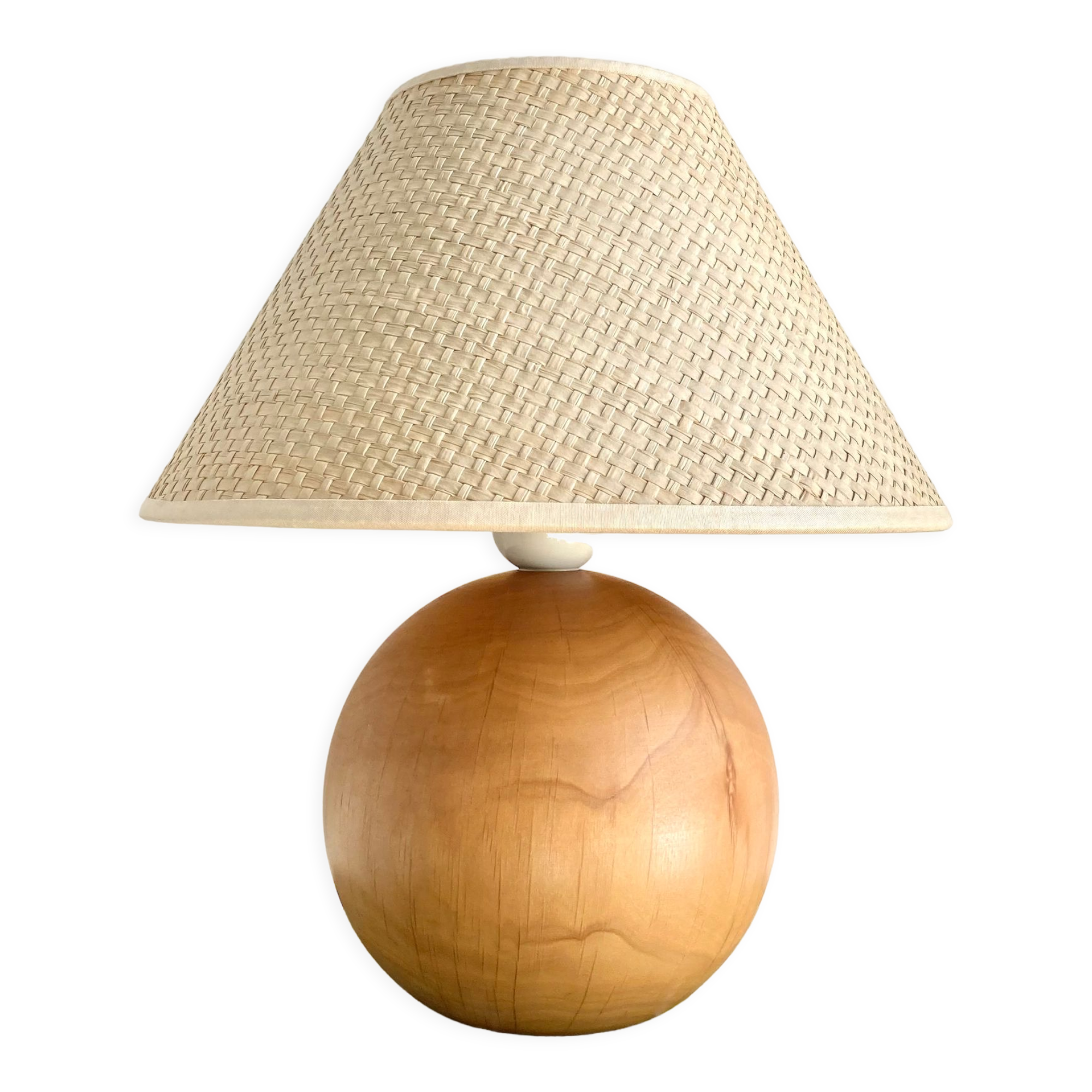 Blond wood ball lamp