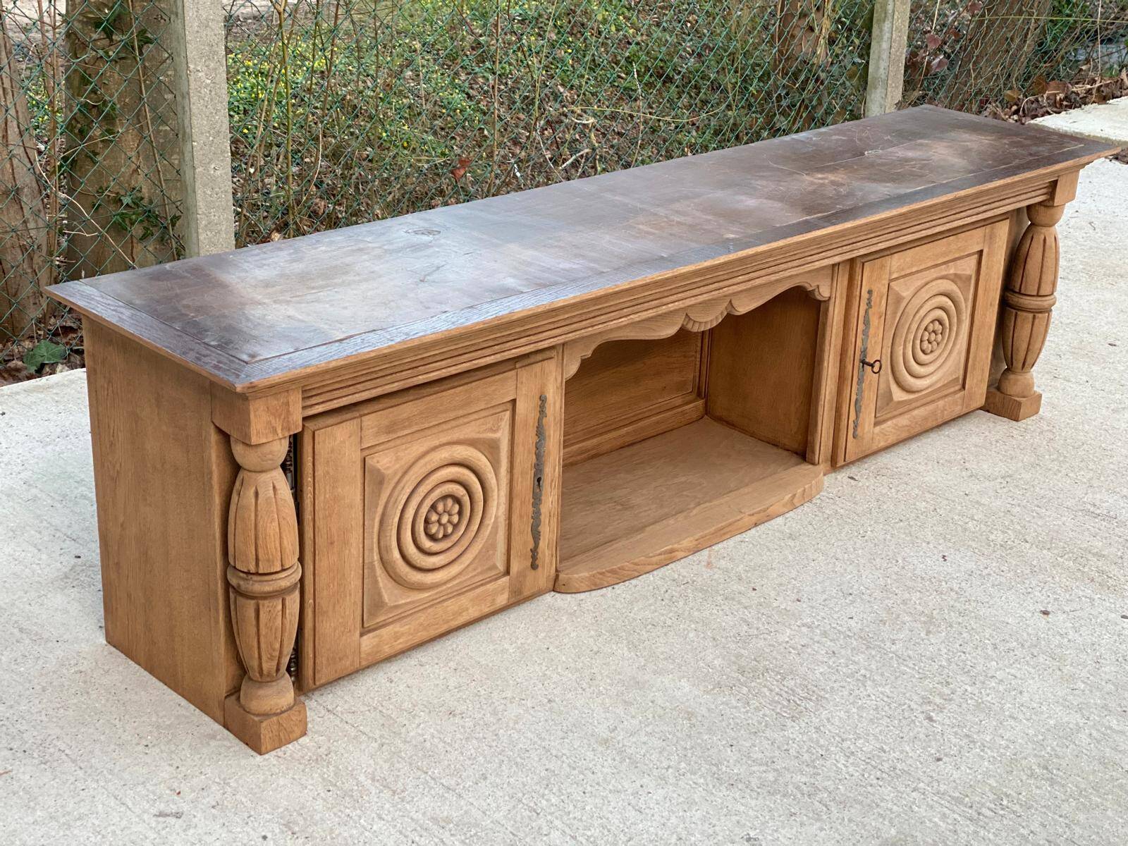 2-part Breton sideboard renovated in solid raw oak 200cm