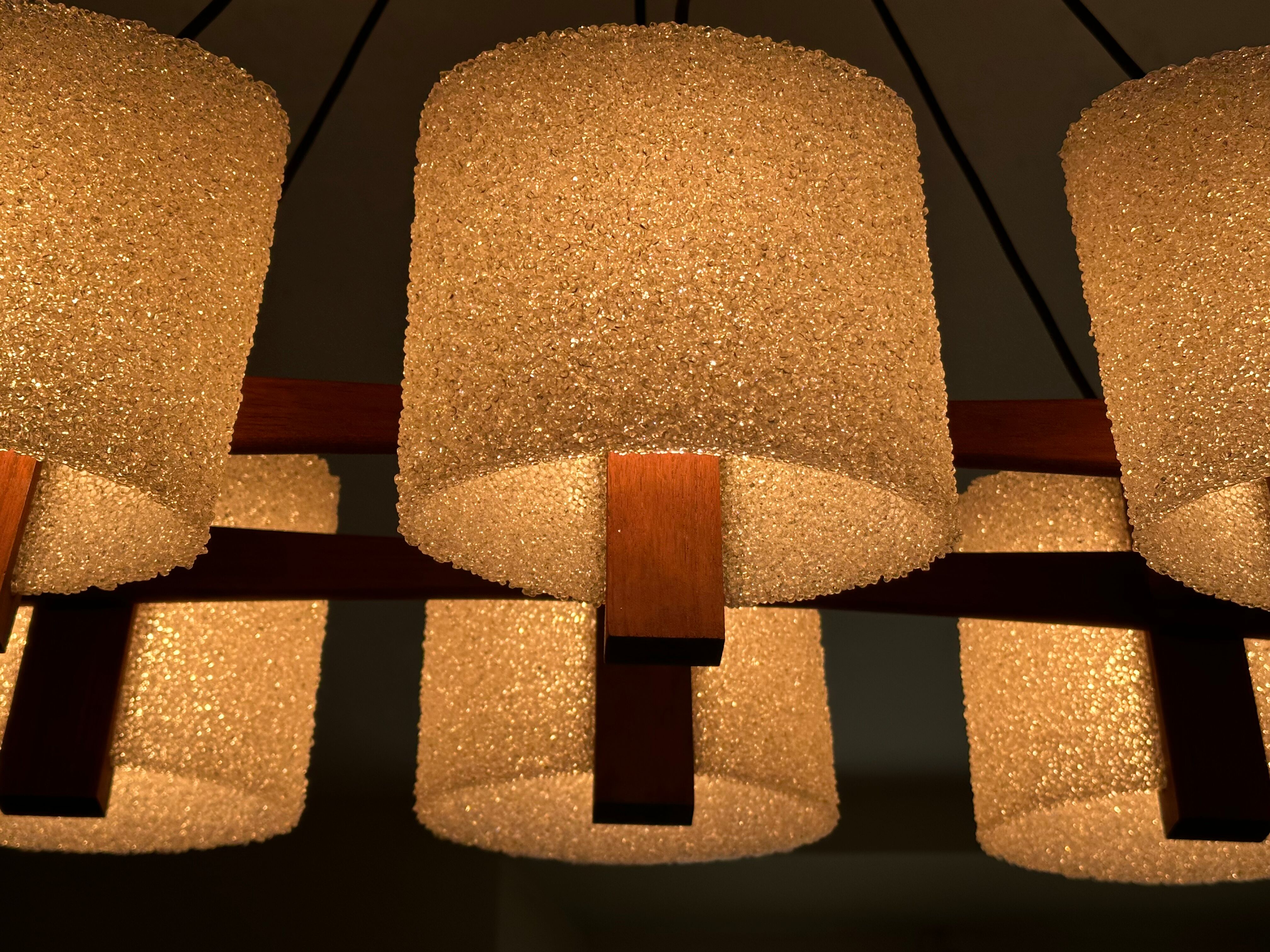Teak chandelier and vintage design wall lamp 60 years