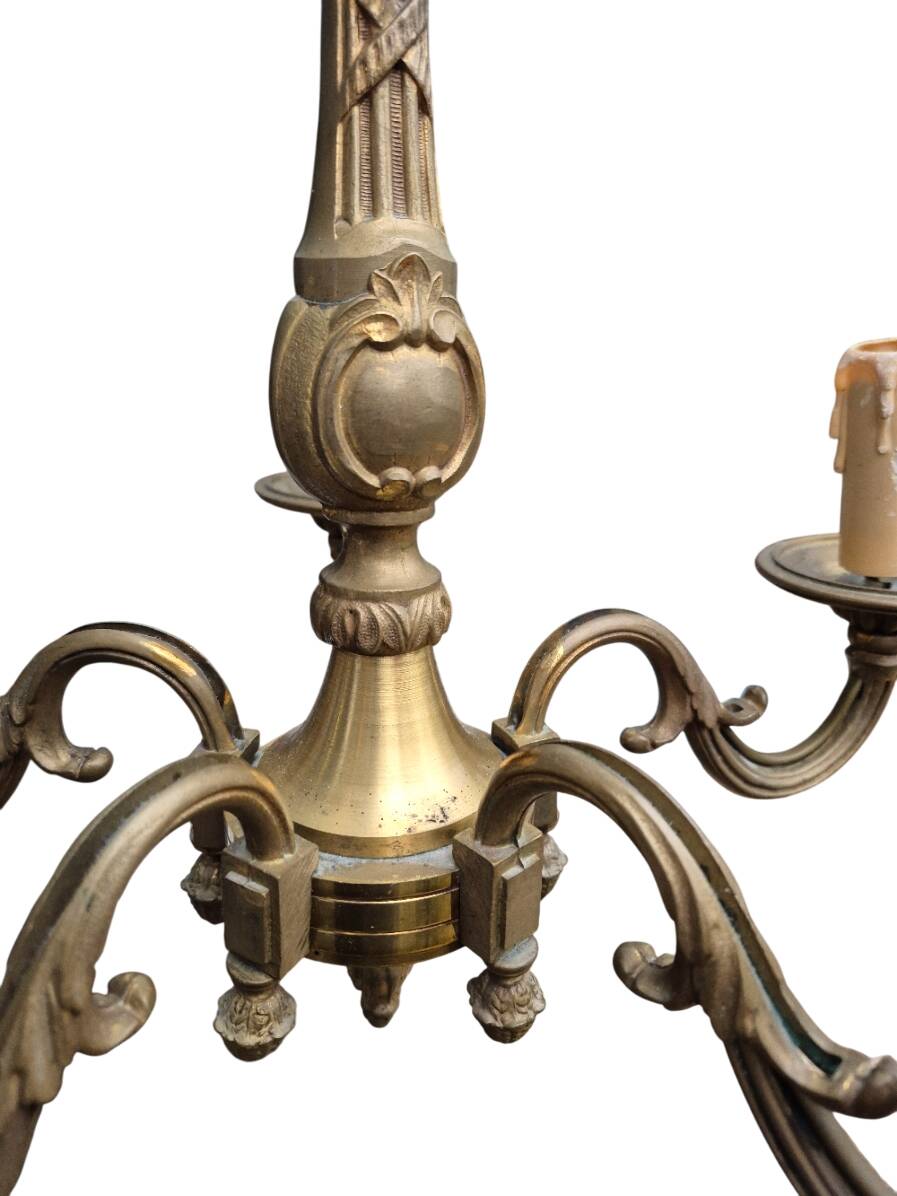 5-arm chandelier + 4 wall sconces MD bronze Louis XV style