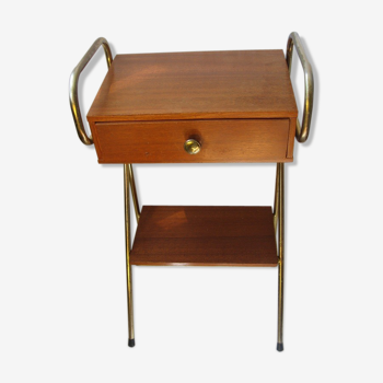 Table  ou de chevet bois et métal 1950 60