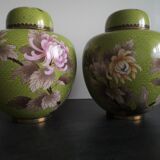 Paire de pots à gingembre en émail cloisonné début 20ème siècle