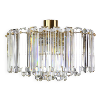 Elegant brass light fixture, crystal glass Floria, Kalmar, Austria, 1970.