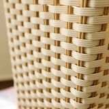 Retro plastic wicker basket with wooden frame