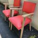 Pair of Vintage Bridge Armchairs Red & Wood 1950s